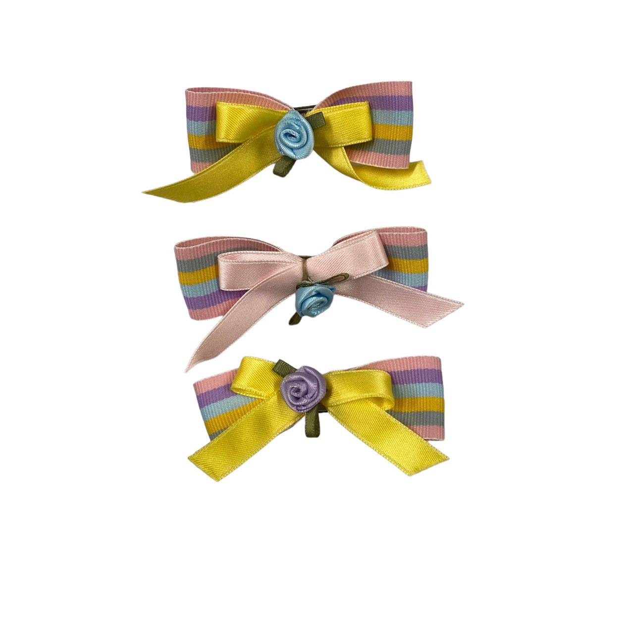 Dog Hair Bow Clips Set of 3 Stripes