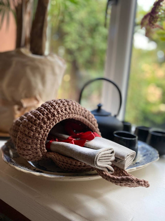 Spiral Shell Storage Hanging Basket in Taupe