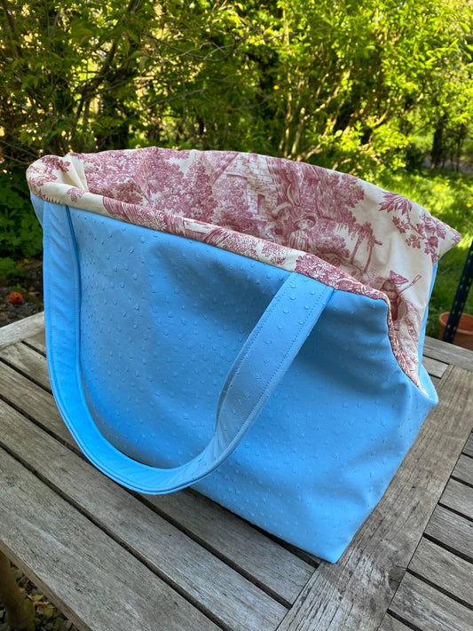 The Sky Is The Limit Dog Carrier - Ostrich Faux Leather and French Cotton